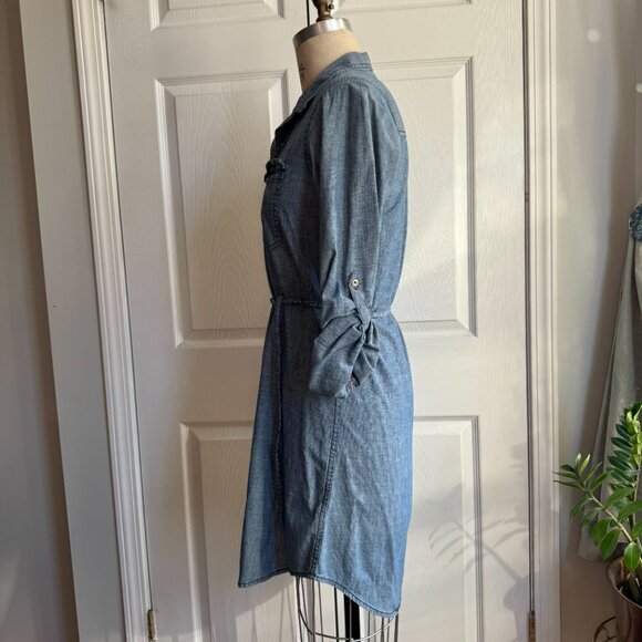 Classic Levis Button Up Shirt Dress Size Medium Chambray Denim Western - Picture 3 of 13